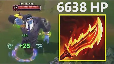 Katarina killing 6638 HP Mundo in 3 seconds.