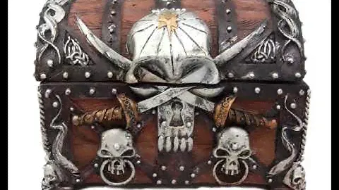 Ebros Caribbean Pirate Haunted Skull With Crossed Dagger Blades Small Treasure Chest Box Jewelry Box