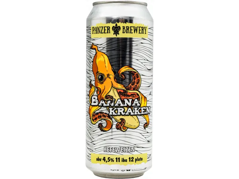 Пиво Banana Kraken (Банана Кракен) пшеничный эль. Банка 0.5 л. Россия (Panzer Brewery)