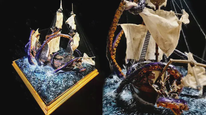 Kraken vs Ship Diorama
